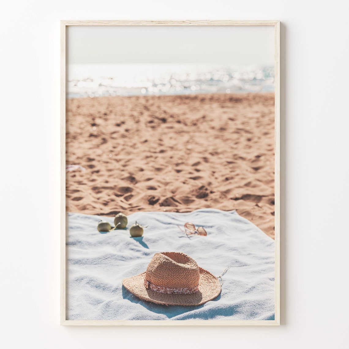 Straw Hat Beach Towel Tropical Summer Vacation Seaside Photo Poster