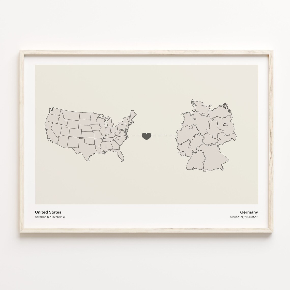 United States to Germany Minimalist Map Art Print