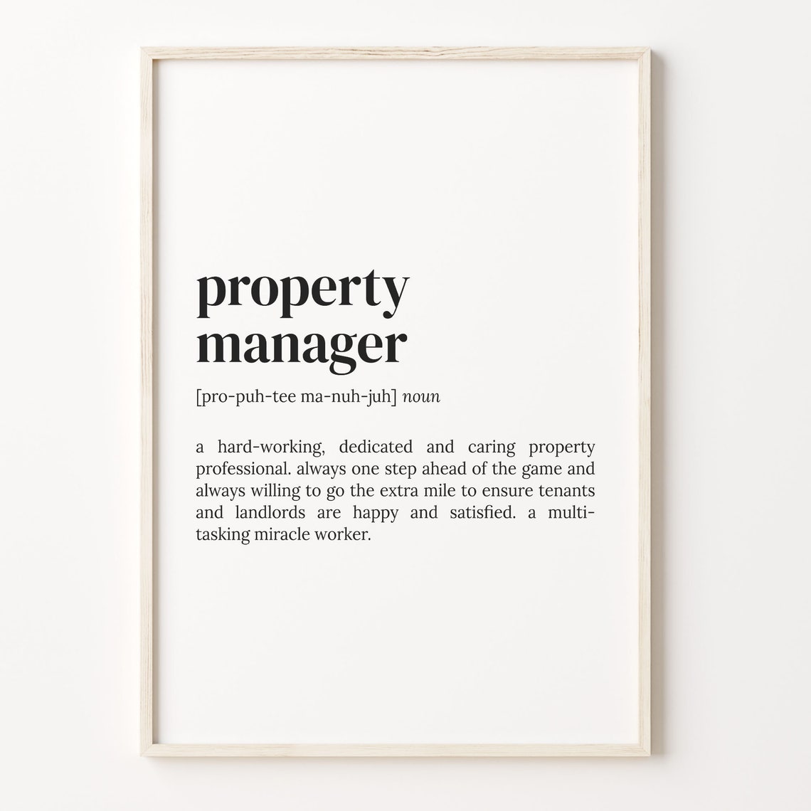 Property Manager Dictionary Definition Typography Quote Poster