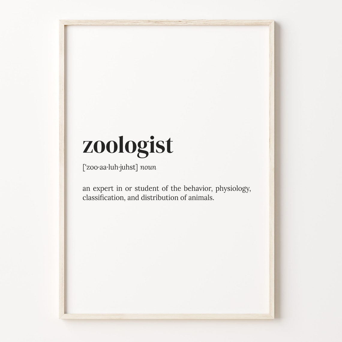 Zoologist Definition Poster Gift for Animal Science Students