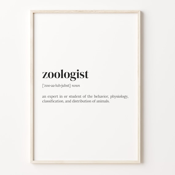 Zoologist Definition Poster Gift for Animal Science Students