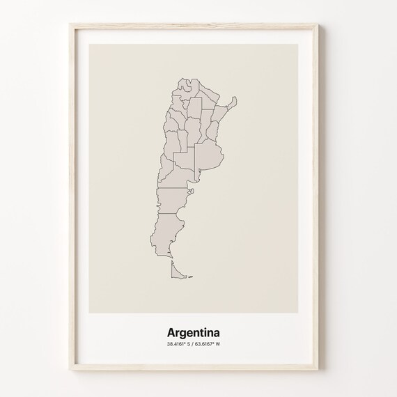 Argentina Minimalist Country Map Line Art Travel Coordinates Gift Poster