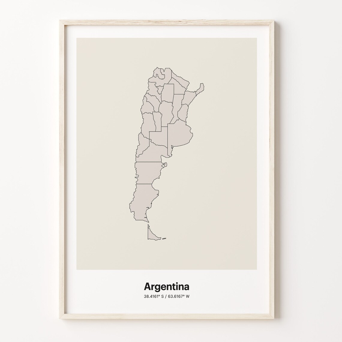 Argentina Minimalist Country Map Line Art Travel Coordinates Gift Poster