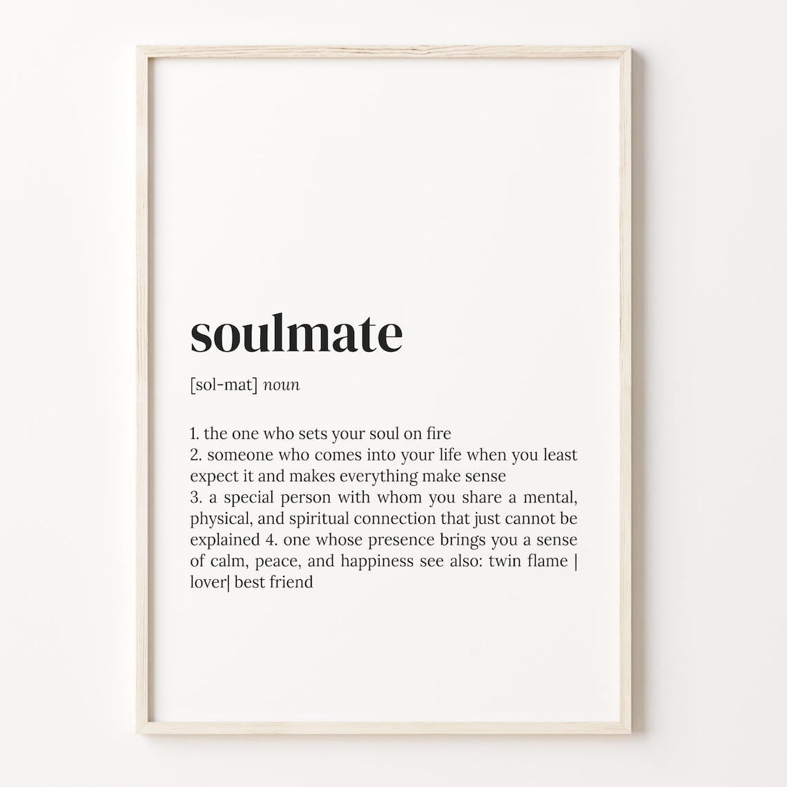 Soulmate Definition Quote Typography Art Print