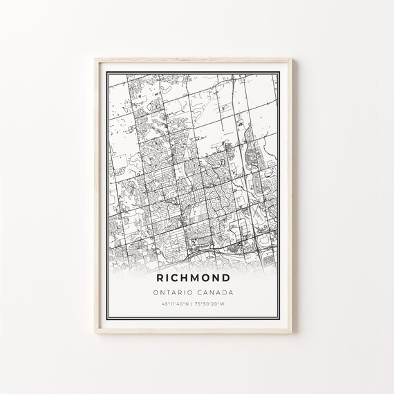 Richmond Ontario Canada Black And White City Map Street Art Poster