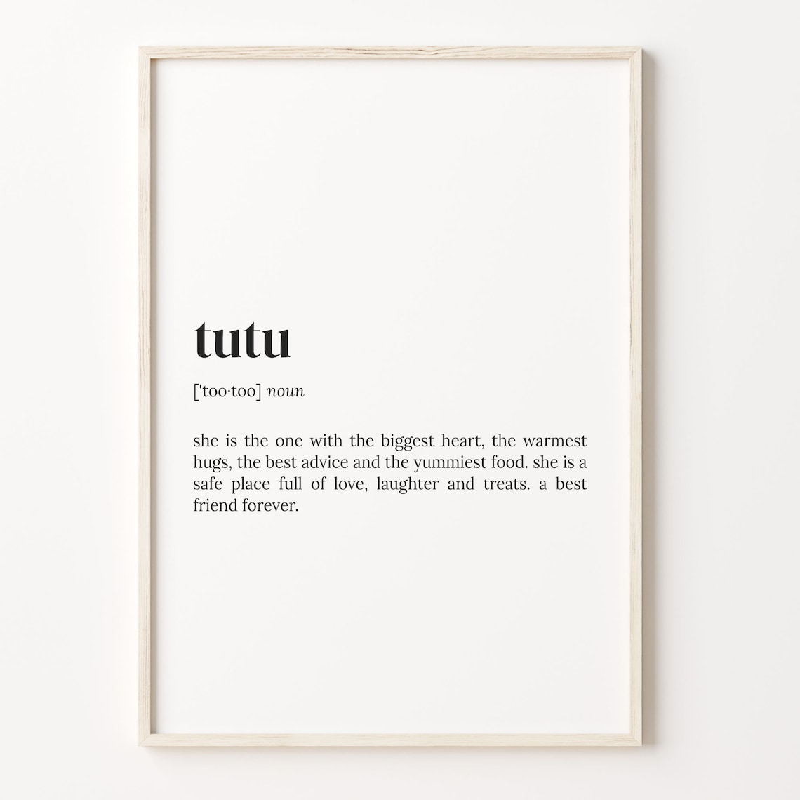 Tutu Definition Quote Poster, Best Grandma Gift