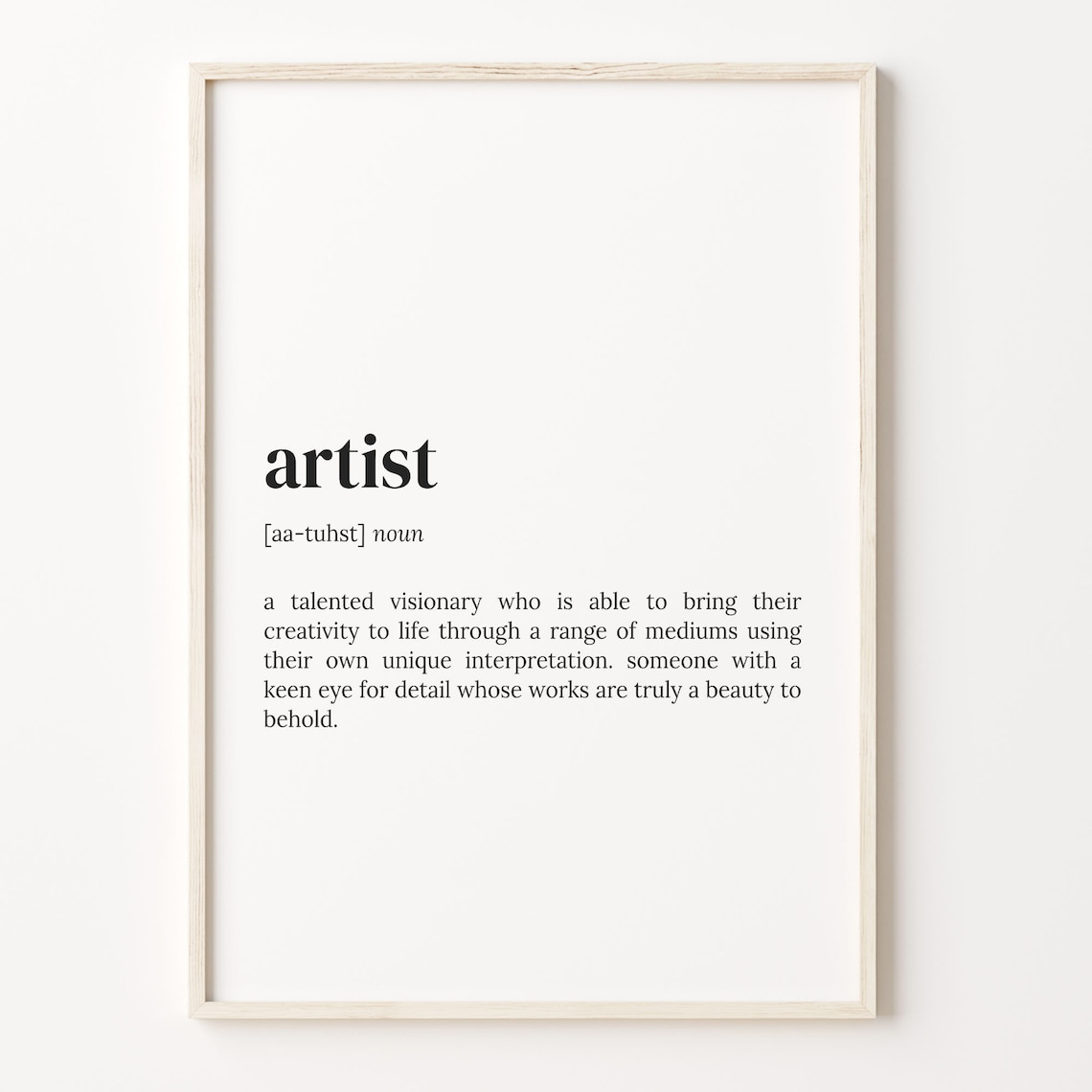 Artist Definition Typography Quote Art Print