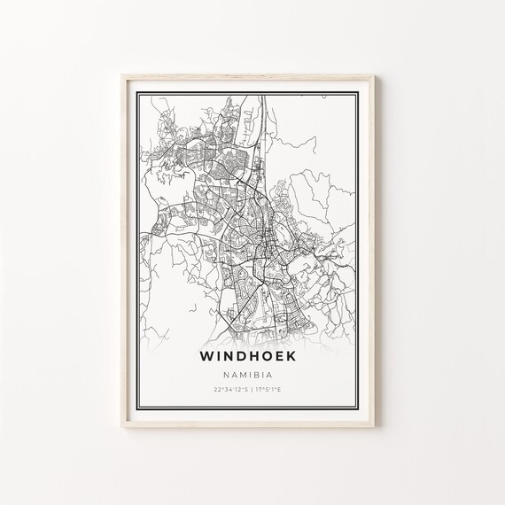 Windhoek Namibia Black and White Street Map Minimalist Decor Poster