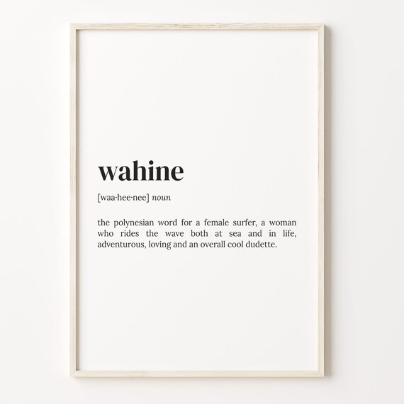 Wahine Dictionary Definition Female Surfer Beach Quote Poster