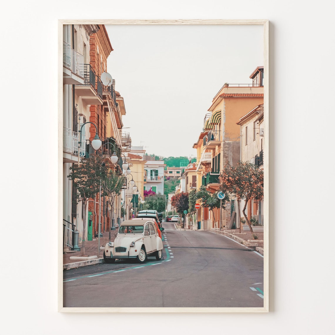 Vintage Citroen 2CV Parked On Old Italian Street Photo Poster