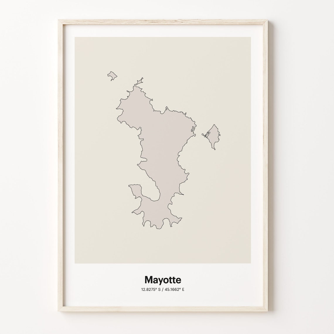 Mayotte Minimalist Island Map Line Art Travel Coordinates Gift Poster