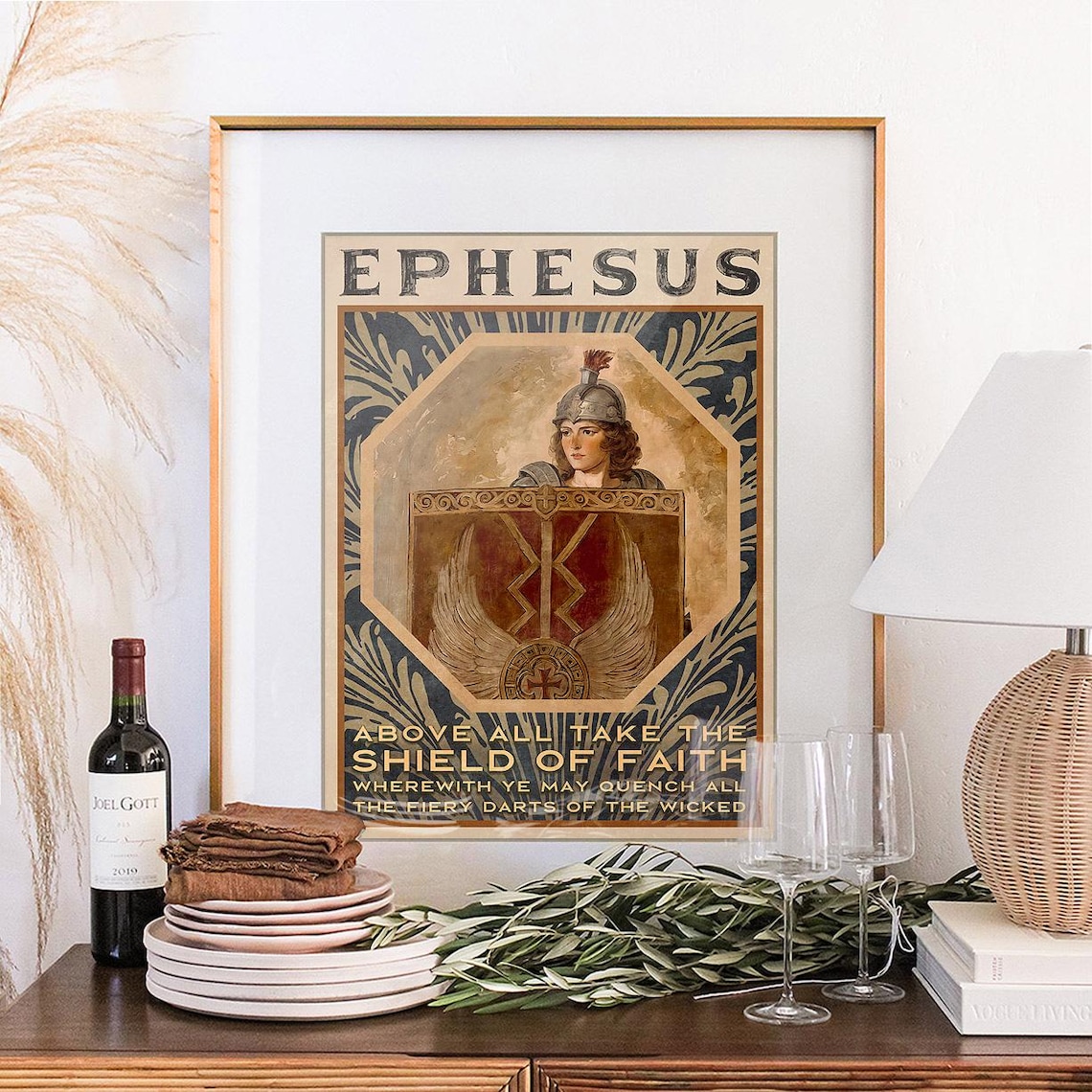 Ephesus Shield of Faith Bible Verse Vintage Religious Poster - Image 4