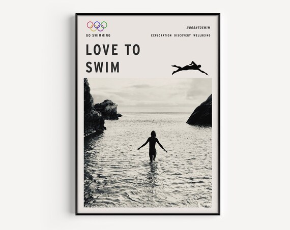 Love to Swim Motivational Open Water Swimmer Ocean Photo Poster