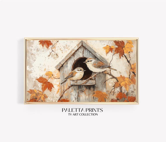 Frame Tv Birdhouse Art Rustic Tv Art Art For Frame Tvs Warm Winter Tv Art Vintage Scene Art Paletta Prints