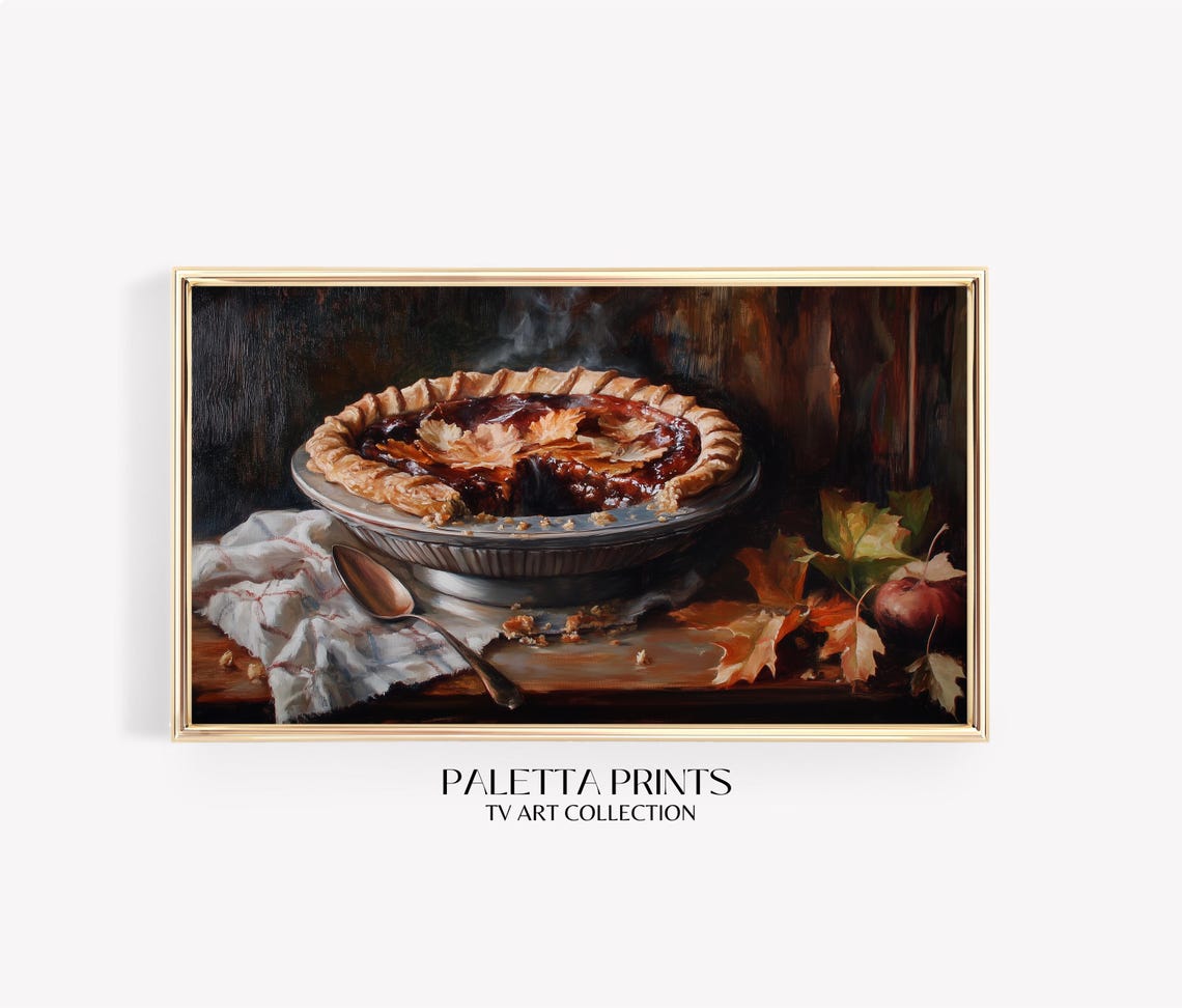 Freshly Baked Dark Fruit Pie Wooden Table Rustic Kitchen Art Poster