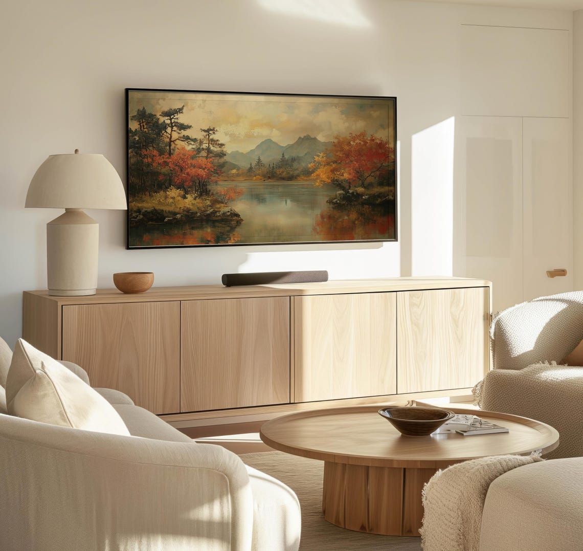 Frame Tv Lake Art Art For Frame Tvs Nature Mountain Tv Art Rustic Vintage Tv Art Fall Art Paletta Prints - Image 3