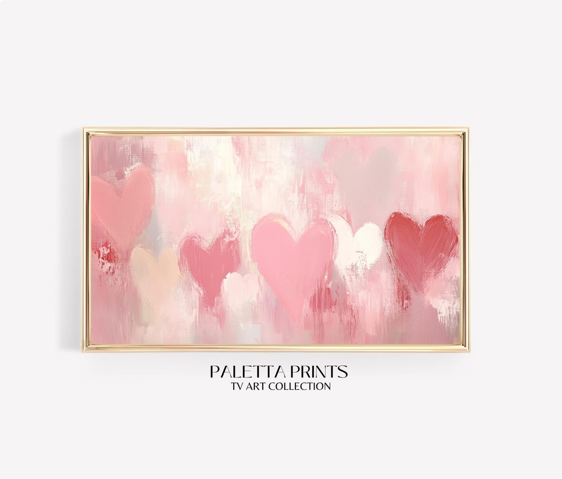 Pastel Pink Hearts Abstract Romantic Valentine Love Art Poster