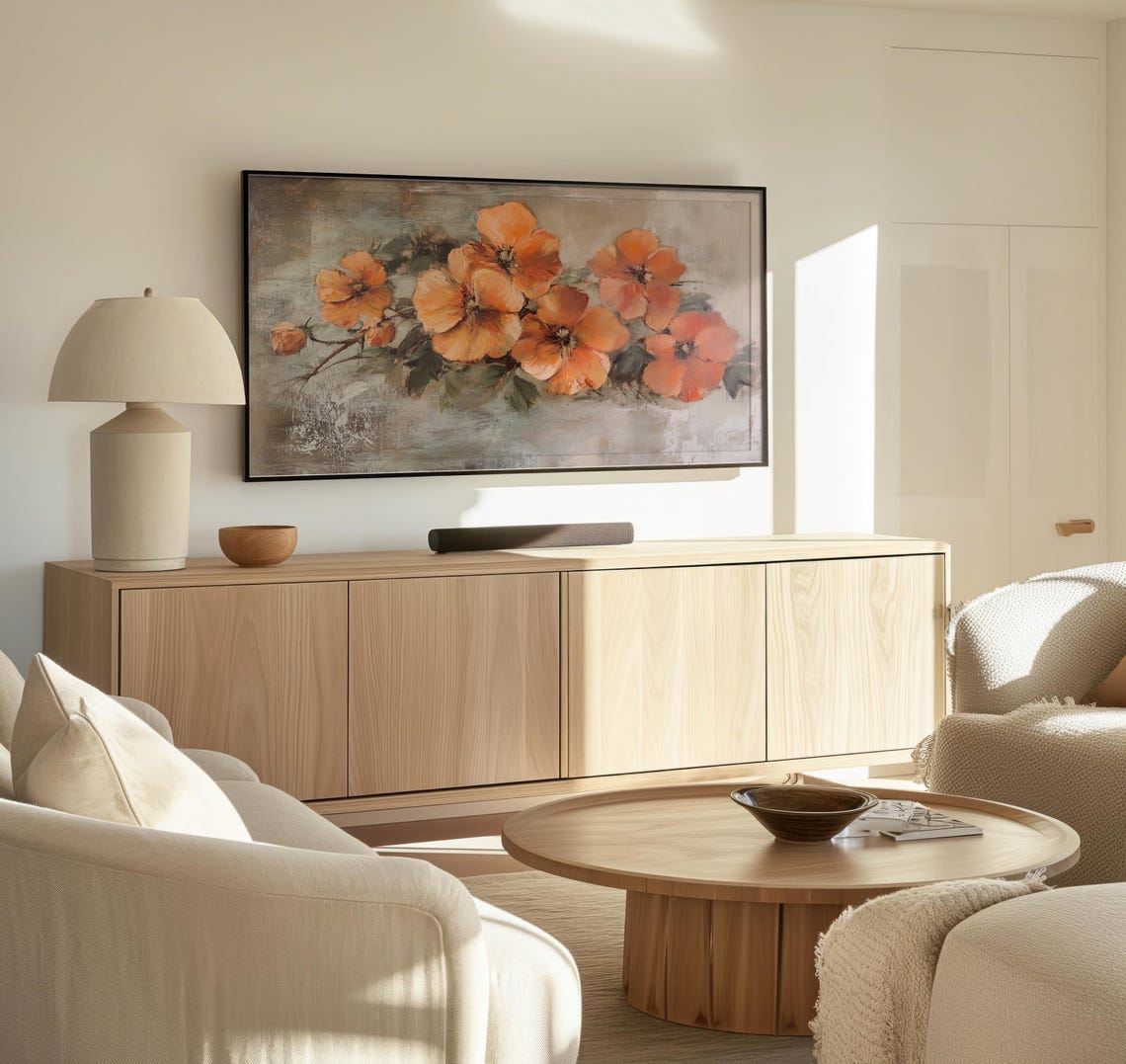Frame Tv Rustic Floral Art Art For Frame Tvs Textured Flower Bloom Tv Art Moody Flowers Tv Art Paletta Prints - Image 3