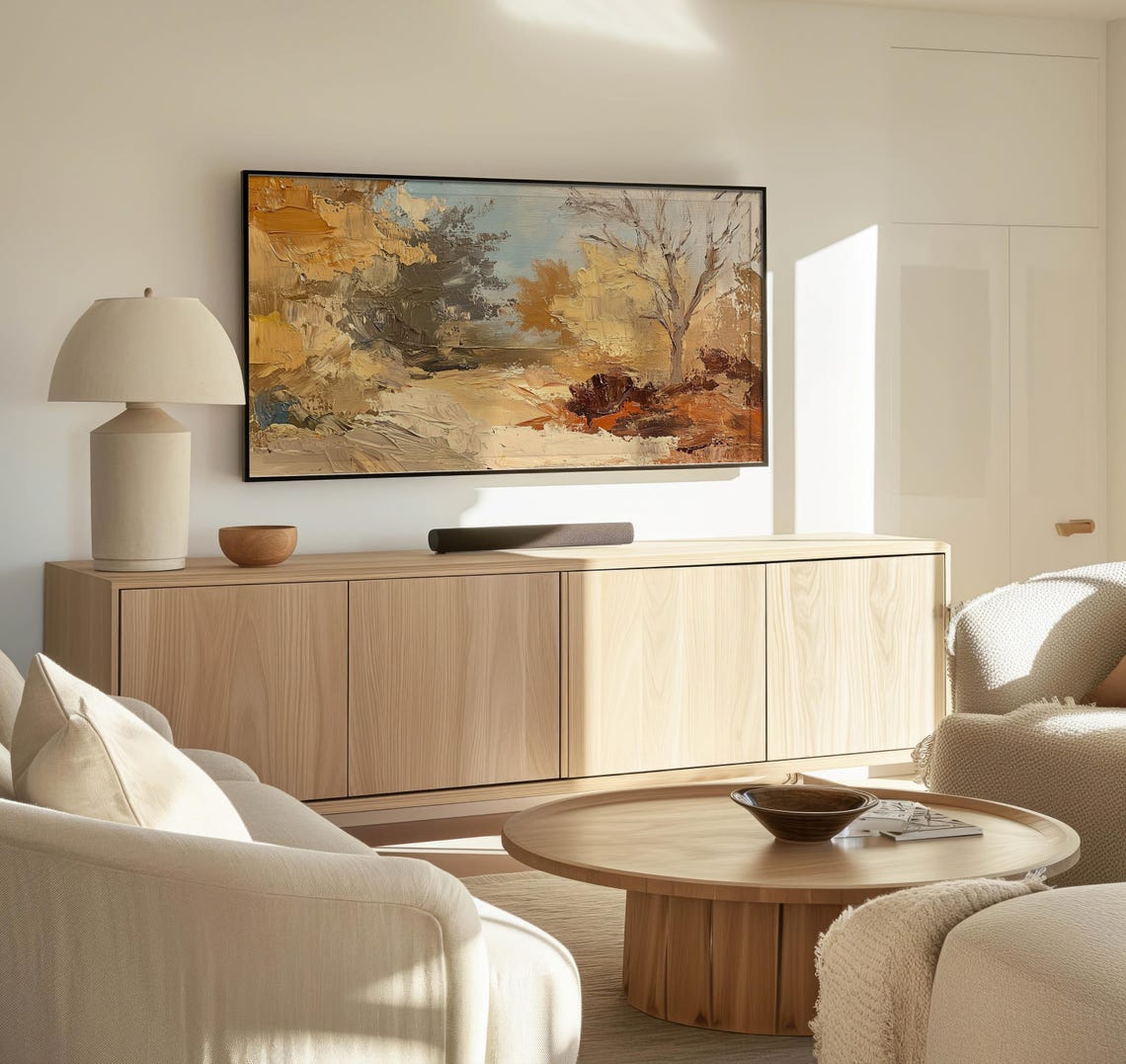 Frame Tv Neutral Abstract Nature Art Art For Frame Tvs Rustic Impressionist Landscape Tv Art Fall Art Paletta Prints - Image 3