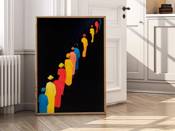 Colorful Maximalist Wall Art Print Modern Figurative Abstract Bold People Silhouette Artwork Trendy Eclectic Decor