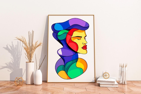 Segmented Color Woman Profile Modern Pop Abstract Portrait Poster