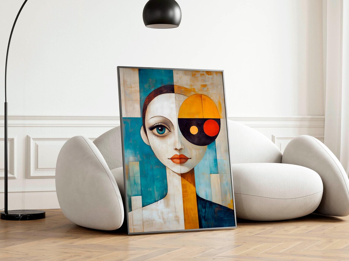 Mid-Century Abstract Female Portrait Art Print