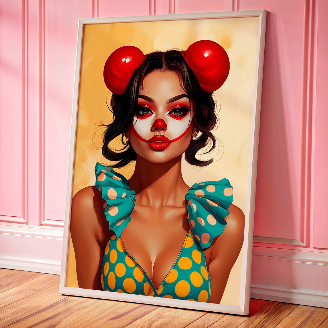 Feminine Clowncore Glam Clown Girl Dopamine Decor Poster for Bedroom