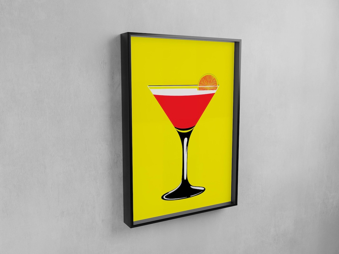 Vintage Cocktail Poster, Minimalist Drink Pop Print