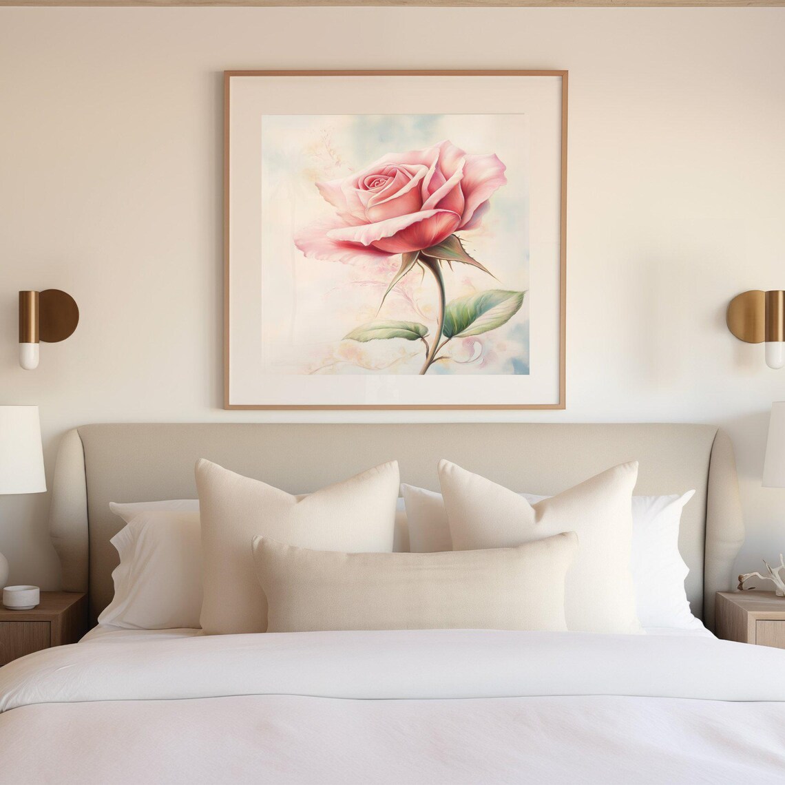Spring Rose Flower Painting, Vintage Botanical Art - Image 3