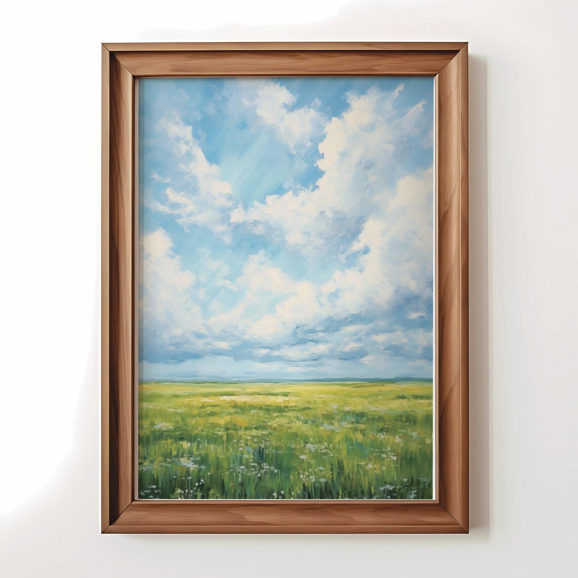 Cloudy Sky Vintage Landscape Art Print - Image 3