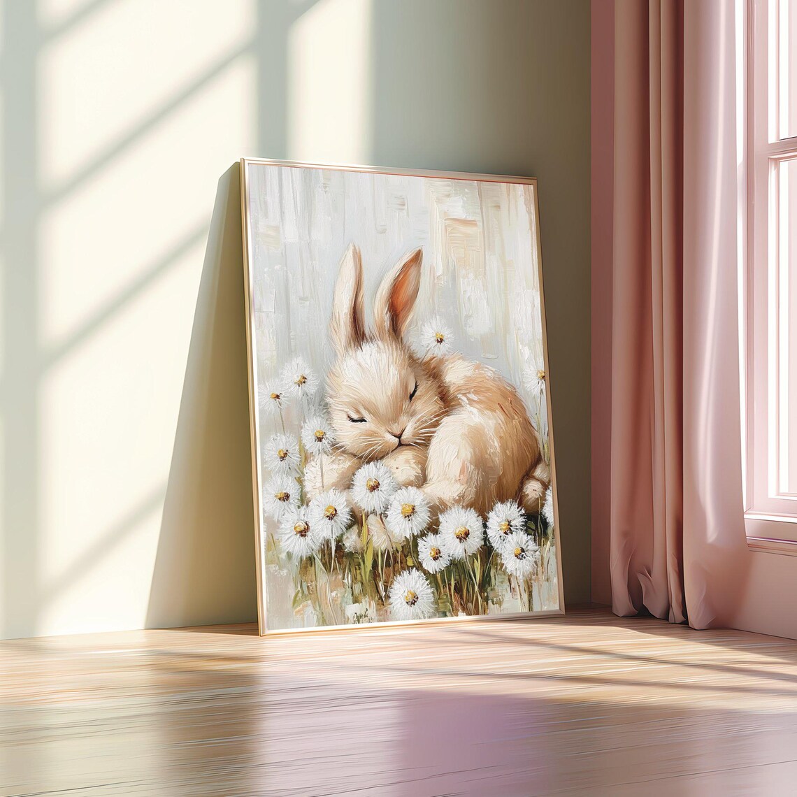 Easter Bunny, Cute Neutral Spring Farmhouse Art Print - Image 4