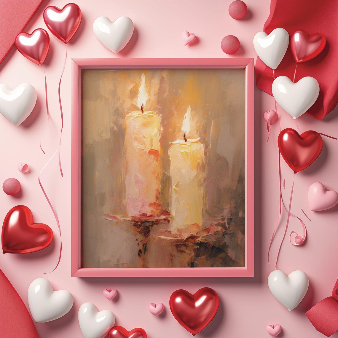 Candles Valentine’s Day Art, Romantic Decor - Image 2