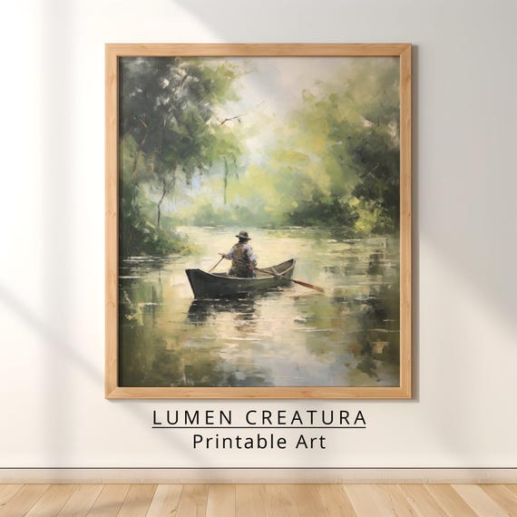 Lake Art Decor Farmhouse Print Vintage Art Print French Countryside Wall Art