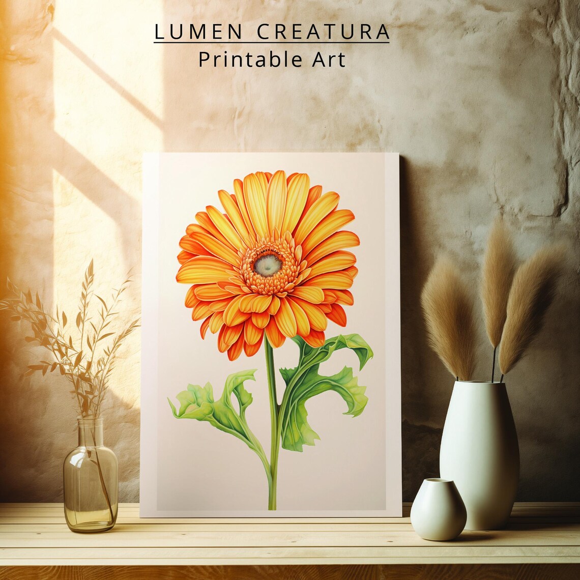Orange Flower Botanical Vintage Wall Art - Image 2