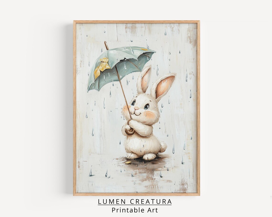 Easter Bunny Art Print, Cute Spring Farmhouse
