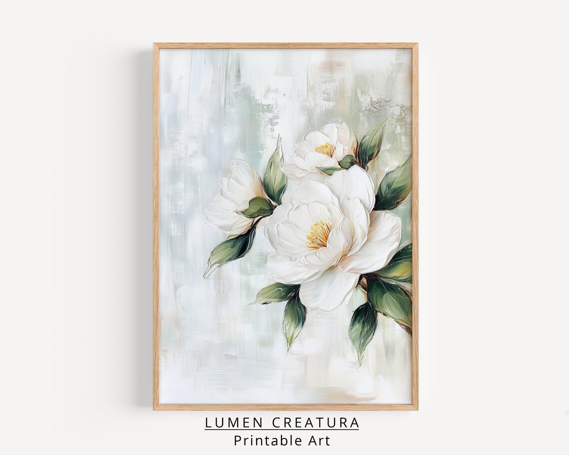 Camellias Flower, Muted Vintage Botanical Art - Image 4