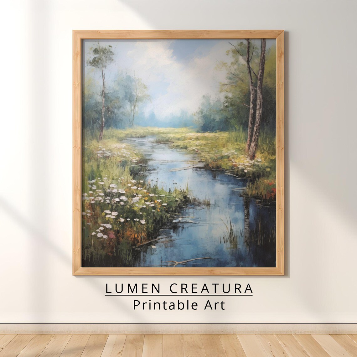 River Landscape Painting, Vintage Wall Art - Image 2