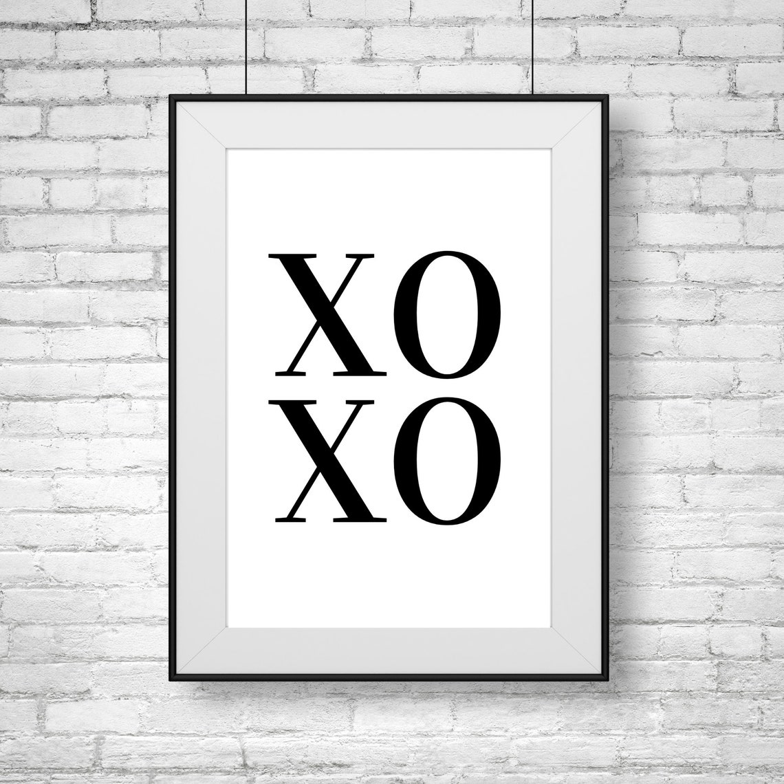 Xoxo Bold Typography Hugs Kisses Minimalist Black White Poster - Image 2
