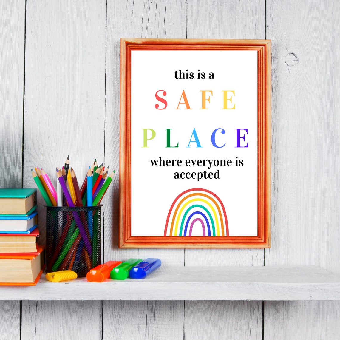 This Is a Safe Place Rainbow Pride Inclusive Classroom Kindness Poster - Image 5