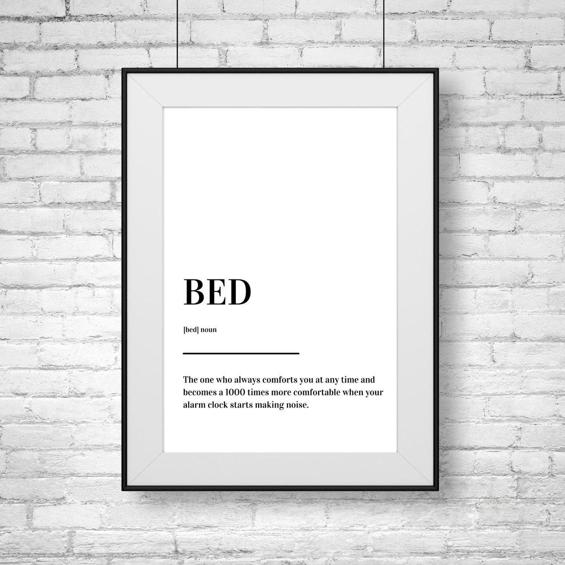 Bed Definition Funny Dictionary Poster About Morning Alarm Clock Sleep - Image 2