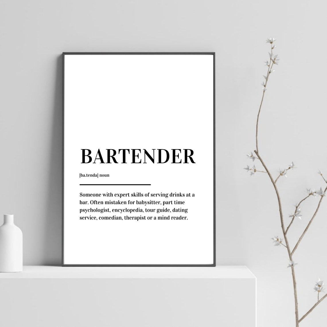 Bartender Definition Funny Bar Dictionary Poster Gift For Mixologists