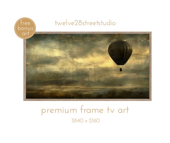 Moody Tv Art Vintage Dark Tv Art Dark Academia Tv Art Tv Art Hot Air Balloon Vintage Dark Tv Art Dark Tv Art