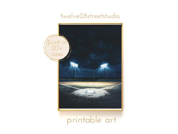 Baseball Stadium Painting Instant Downloand Artwork Print In 20 Sizes Wall Art Vintage Wall Art Moody Wall Art