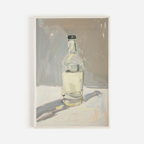 Sunlit Clear Liquor Bottle Minimalist Still Life Bar Art Poster