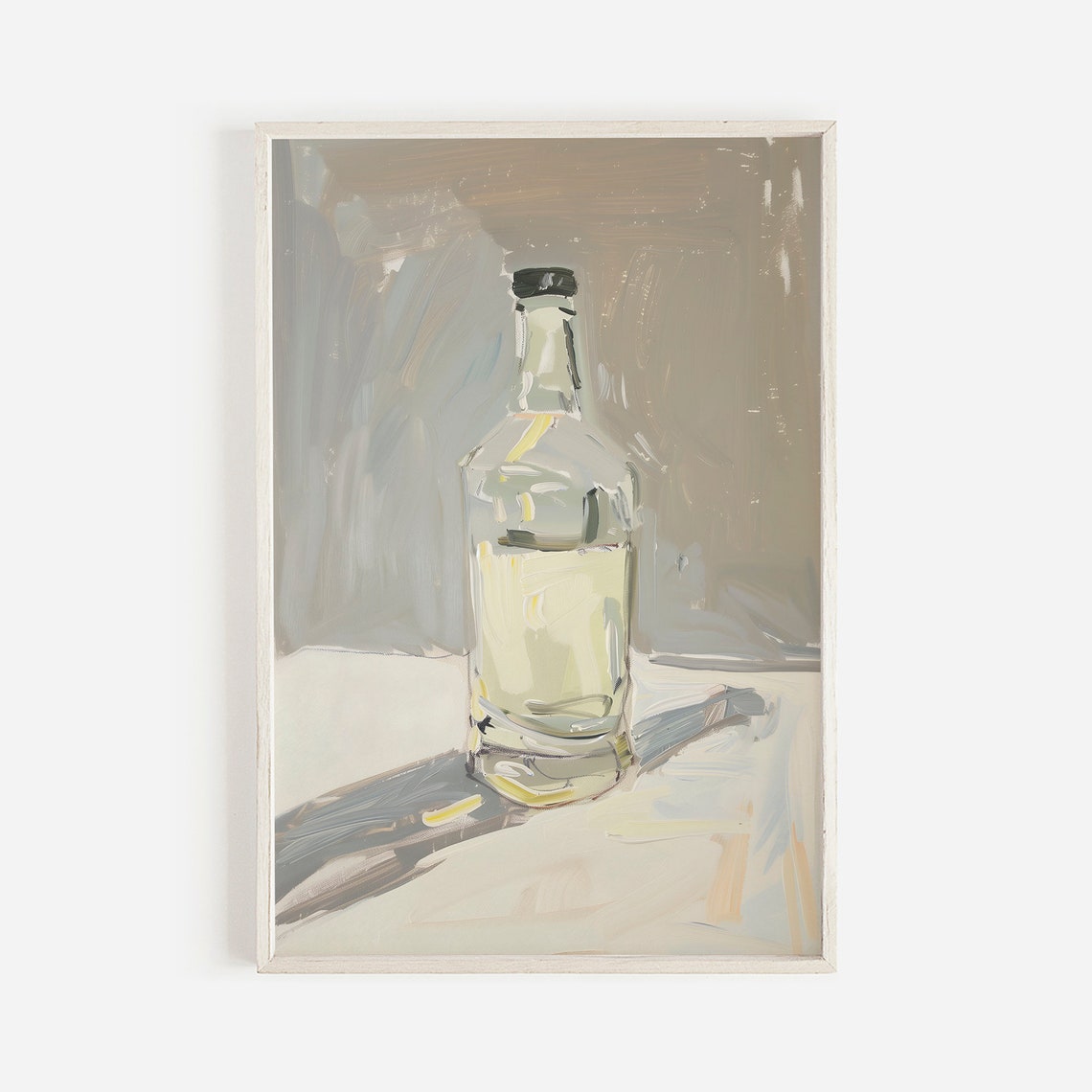 Sunlit Clear Liquor Bottle Minimalist Still Life Bar Art Poster