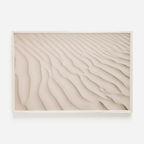 White Sand Ripples Calm Minimalist Coastal Beach Photo Wall Art