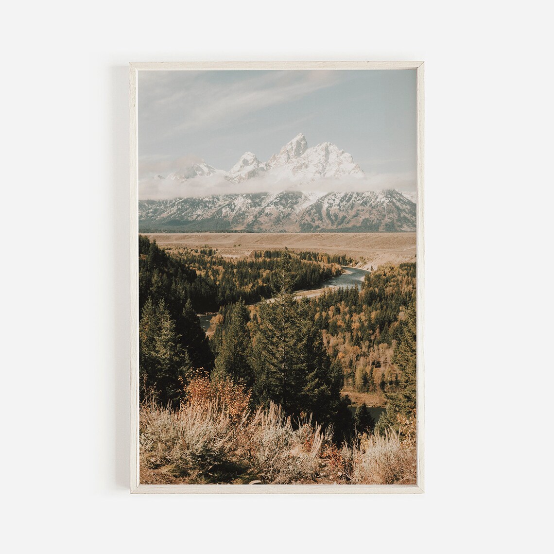 Grand Teton River, Wyoming Rustic Landscape Art Print