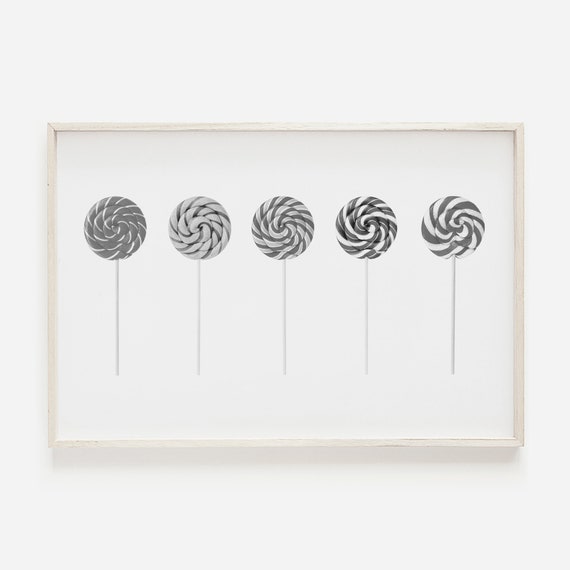 Lollipop Art For Kids Modern Nursery Decor Black White Poster Photography Candy Print Room Wall