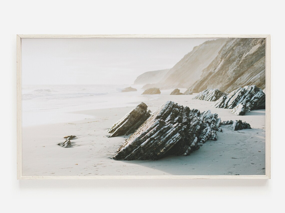 Rocky Oregon Coast Beach With Layered Rocks Photo Art Poster