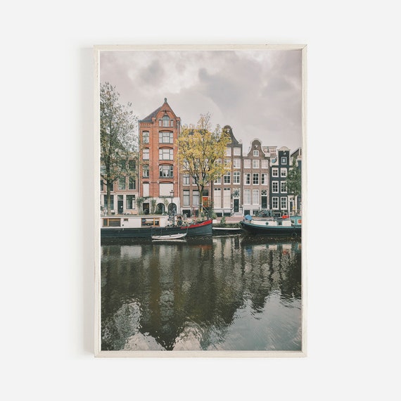 Amsterdam Canal Travel Poster, Boho Europe
